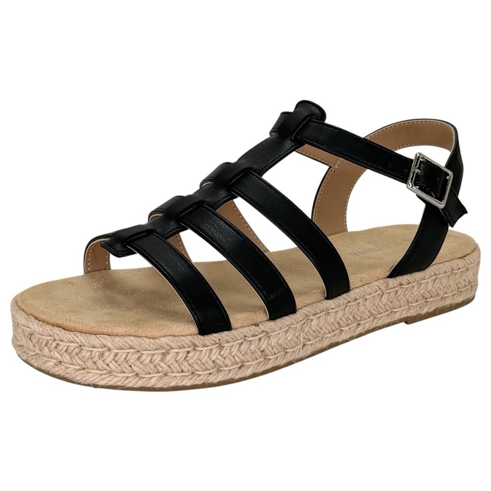 Sun + Stone Rykerr Black Faux Leather Womens Platform Sandals Size 8M - Picture 2 of 10